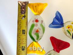 Set of 11 Authentic Vintage Murano Glass Candy Pieces Multicolor
