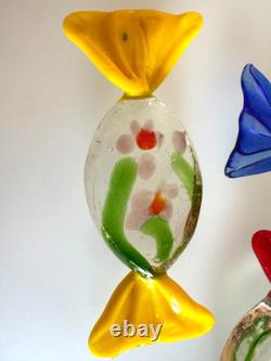 Set of 11 Authentic Vintage Murano Glass Candy Pieces Multicolor