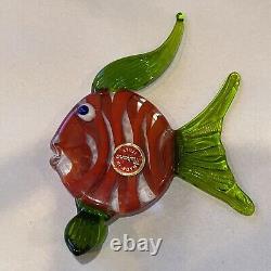 Set of 4 Vintage Murano Glass Fish, Mini, Multi Color, Italy, School Of Fish