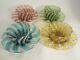 Set of 4 Vintage Murano glass Latticino zanfirinco finger Bowls and saucers