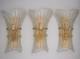 Set of Three Vintage Murano Glass and Brass Wall Sconce, 1970