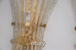 Set of Three Vintage Murano Glass and Brass Wall Sconce, 1970