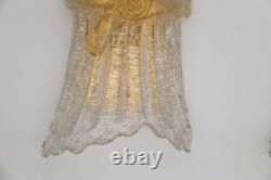 Set of Three Vintage Murano Glass and Brass Wall Sconce, 1970