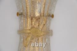 Set of Three Vintage Murano Glass and Brass Wall Sconce, 1970