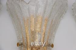 Set of Three Vintage Murano Glass and Brass Wall Sconce, 1970