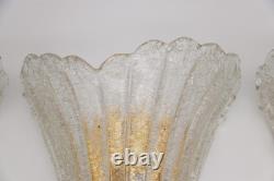 Set of Three Vintage Murano Glass and Brass Wall Sconce, 1970