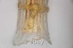 Set of Three Vintage Murano Glass and Brass Wall Sconce, 1970