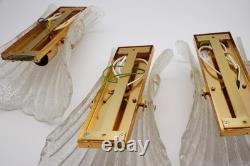 Set of Three Vintage Murano Glass and Brass Wall Sconce, 1970