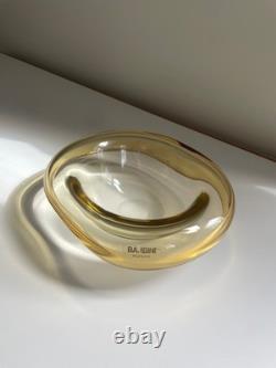 Signed Barbini Murano Art Glass Bowl Amber Modern Italian Vintage Mid Century