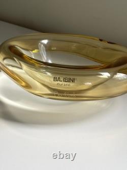 Signed Barbini Murano Art Glass Bowl Amber Modern Italian Vintage Mid Century
