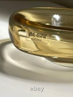 Signed Barbini Murano Art Glass Bowl Amber Modern Italian Vintage Mid Century
