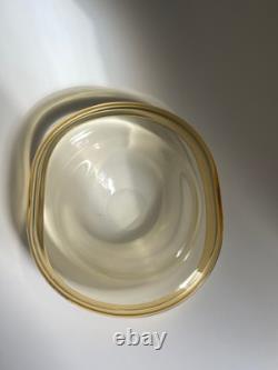 Signed Barbini Murano Art Glass Bowl Amber Modern Italian Vintage Mid Century