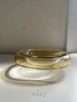 Signed Barbini Murano Art Glass Bowl Amber Modern Italian Vintage Mid Century