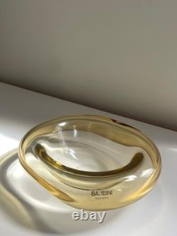 Signed Barbini Murano Art Glass Bowl Amber Modern Italian Vintage Mid Century