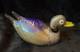 Signed Formia Murano Glass Duck Figurine Cobalt Blue Silver Adventurine Vintage