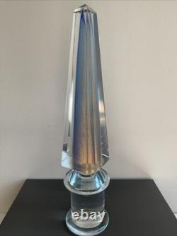 Signed Murano Glass Obelisk Sculpture Italy Gold Aventurine Core Vintage Rare