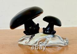 Signed Seguso Murano Italy Venetian Art Glass Mushroom Sculpture Figurine Vtg