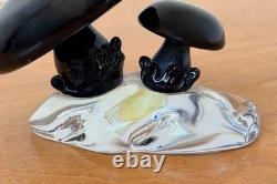 Signed Seguso Murano Italy Venetian Art Glass Mushroom Sculpture Figurine Vtg