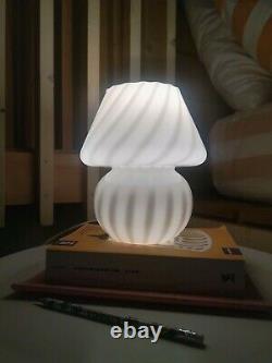 Small Vintage SWIRL MUSHROOM Table Lamp VETRI MURANO Art Glass Italy 70s Fungo