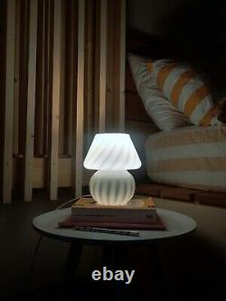 Small Vintage SWIRL MUSHROOM Table Lamp VETRI MURANO Art Glass Italy 70s Fungo