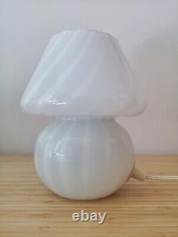 Small Vintage SWIRL MUSHROOM Table Lamp VETRI MURANO Art Glass Italy 70s Fungo