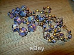 Stunning Antique/Vintage Venetian, Murano, Opal Fire Foil Glass Beaded Necklace