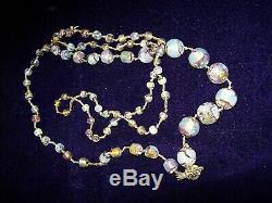 Stunning Antique/Vintage Venetian, Murano, Opal Fire Foil Glass Beaded Necklace