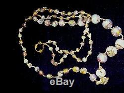 Stunning Antique/Vintage Venetian, Murano, Opal Fire Foil Glass Beaded Necklace