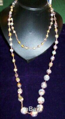 Stunning Antique/Vintage Venetian, Murano, Opal Fire Foil Glass Beaded Necklace
