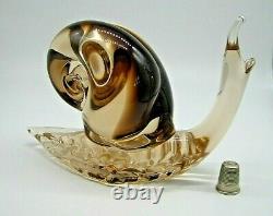 Stunning HUGE 8 Vintage Murano V Nason label sommerso glass snail 1950-60 HEAVY