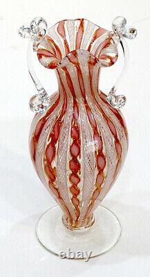 Stunning! LATTICINO Vintage MURANO Ribbon Vase ART GLASS Barovier Zanfirico Toso