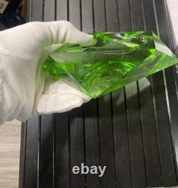 Stunning Large Faceted Green Yellow Murano Sommerso Vintage Art Glass 6+