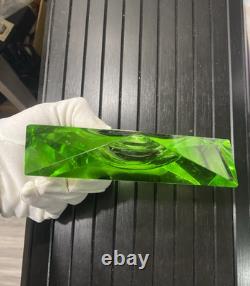 Stunning Large Faceted Green Yellow Murano Sommerso Vintage Art Glass 6+