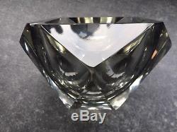 Stunning Large Vintage Murano Sommerso Ashtray Bowl in Graphite and Clear Glass