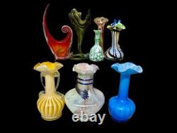 Stunning MCM 8 PC Vintage Murano Glass Vases / Vessels 1940's 1970's