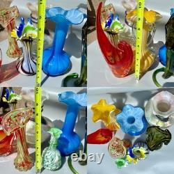 Stunning MCM 8 PC Vintage Murano Glass Vases / Vessels 1940's 1970's