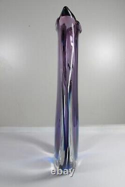 Stunning Vintage 1960 Murano Sommerso Art Glass Blue Amethyst Purple Vase 14