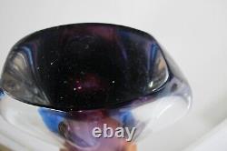 Stunning Vintage 1960 Murano Sommerso Art Glass Blue Amethyst Purple Vase 14