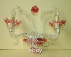 Stunning Vintage 1960's/70's Murano Italian Hand Blown Glass Wall Light Pink