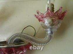 Stunning Vintage 1960's/70's Murano Italian Hand Blown Glass Wall Light Pink