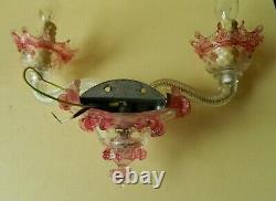 Stunning Vintage 1960's/70's Murano Italian Hand Blown Glass Wall Light Pink