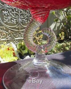 Stunning Vintage Fine Murano Art Glass Large Comport Red Ruby