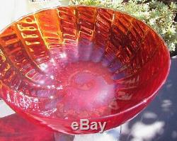 Stunning Vintage Fine Murano Art Glass Large Comport Red Ruby