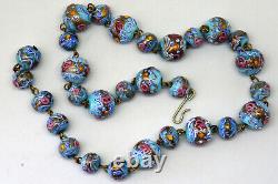 Stunning Vintage Hand Made Murano Glass Embossed Gold Sparkling Necklace 15