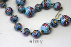 Stunning Vintage Hand Made Murano Glass Embossed Gold Sparkling Necklace 15