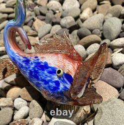 Stunning Vintage Mid Century Murano Art Glass Fish Cobalt