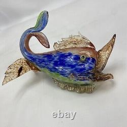 Stunning Vintage Mid Century Murano Art Glass Fish Cobalt