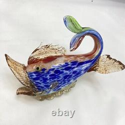 Stunning Vintage Mid Century Murano Art Glass Fish Cobalt