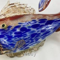 Stunning Vintage Mid Century Murano Art Glass Fish Cobalt