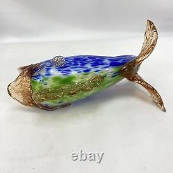 Stunning Vintage Mid Century Murano Art Glass Fish Cobalt